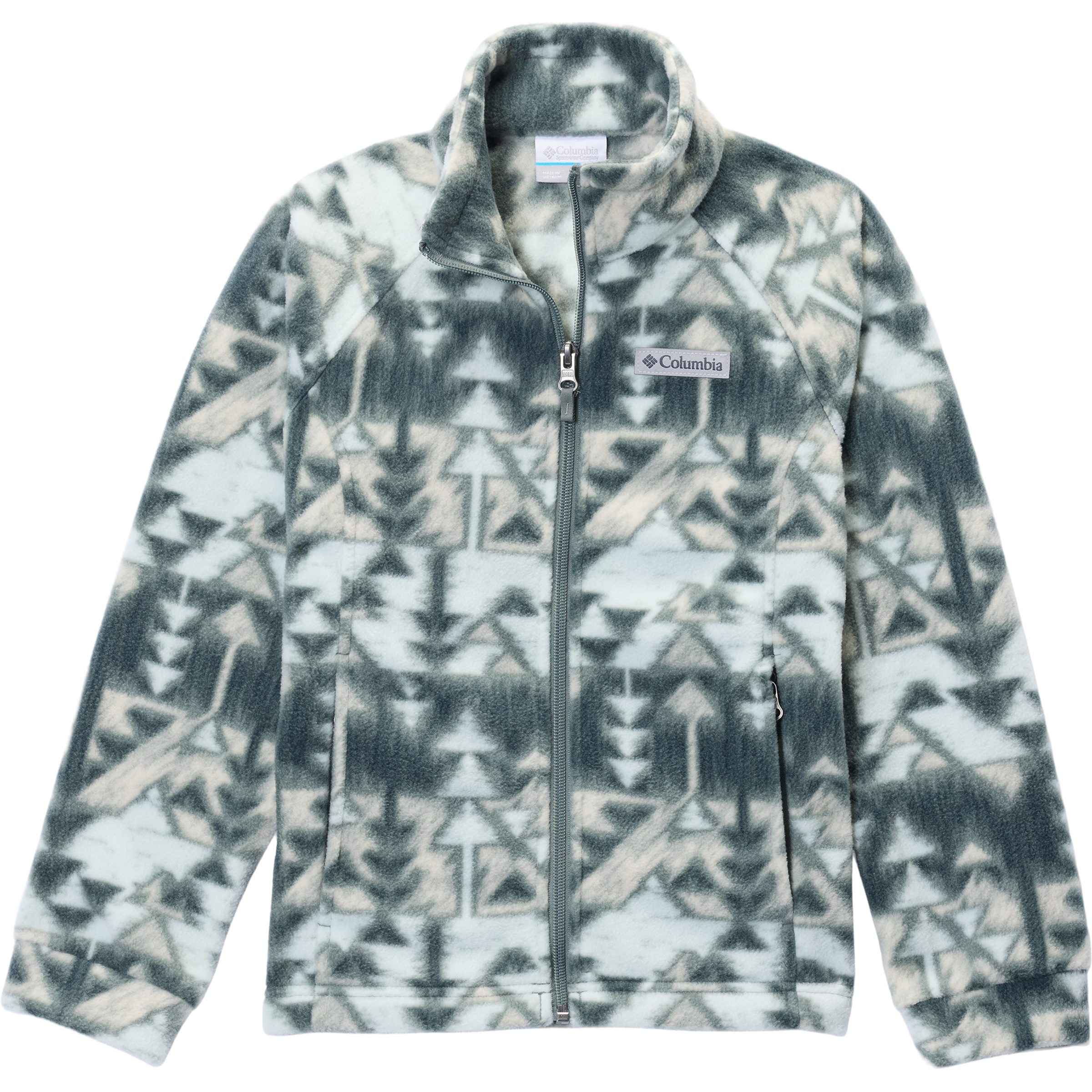 Columbia Benton Springs II Printed Kinder Fleecejacke grau Größe 168 Camping Atmungsaktiv