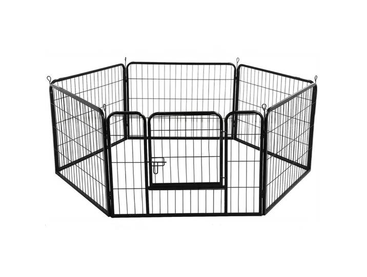 Parc Enclos pour Chiens Chiot Lapin Rongeur Clôture en Métal pour Exercice Pliable Hauteur 60cm, 6 Panneaux, Noir