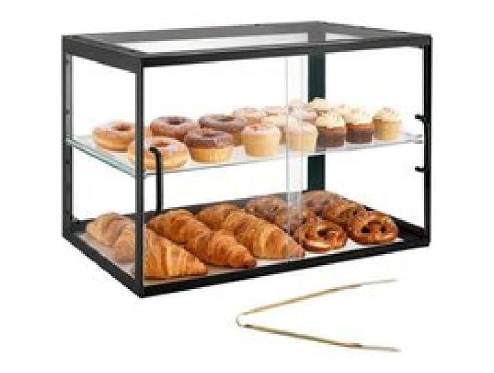 VEVOR Vitrine Comptoir de Boulangerie de 55x38,5x39 cm à 2 Niveaux, Présentoir à Pâtisserie en Acrylique Transparent, pour Présentation Biscuits Desserts Beignets Pains Gâteaux, avec Porte Coulissante
