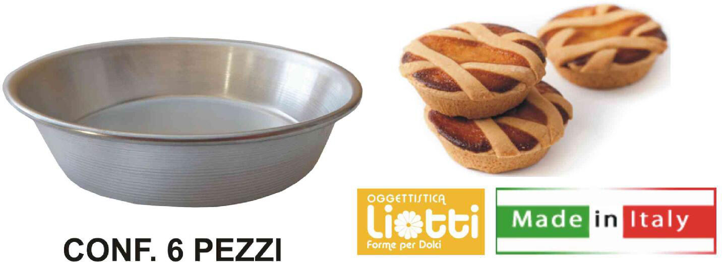 oggettistica liotti G048 Stampo Per Dolci Pastierina In Alluminio Set 6 Pezzi 10 X 2,5 H Cm