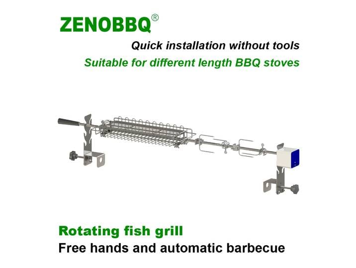ZENOBBQ panier à rôtissoire rotatif gril à poisson BBQ broche automatique étagère à viande cuisson réglage de la longueur libre accessoires de rôtissoire