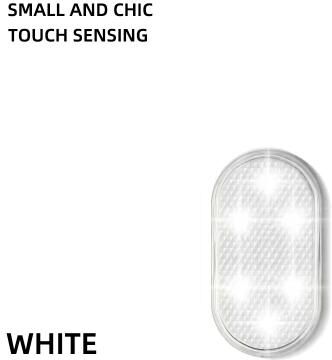 Inspire Daily Merch Mini LED Touch Light, Wireless Car Interior Lamp, Auto Roof Ceiling Reading Light For Trunk USB Charging white