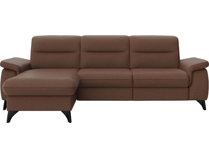 Ecksofa, Polyester, Braun (Haselnuss) 260×175 cm, Recamiere Links, Motorische Relaxfunktion, sit&more