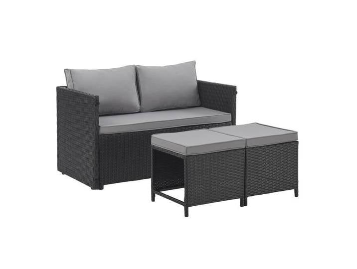 SVITA ATHINA Ensemble de meubles de jardin Outdoor Meubles de balcon Polyrattan Noir