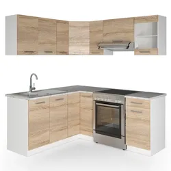 Vicco Küche Küchenzeile L-Form Küchenblock Einbauküche Komplettküche 167x187cm Sonoma