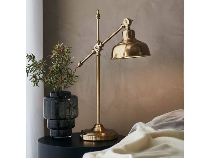 Bureaulamp Grimstad, messing / goud, Woon-/ Eetkamer, metaal, bureaulamp