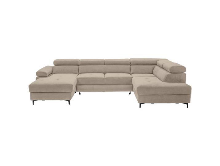 Stylife Wohnlandschaft Combo, Schlamm, Metall, 5-Sitzer, Ottomane rechts, U-Form, 333x206 cm, Made in EU, Liegefunktion, Rücken echt, Wohnzimmer, Sofas & Couches, Wohnlandschaften, Wohnlandschaft U-Form