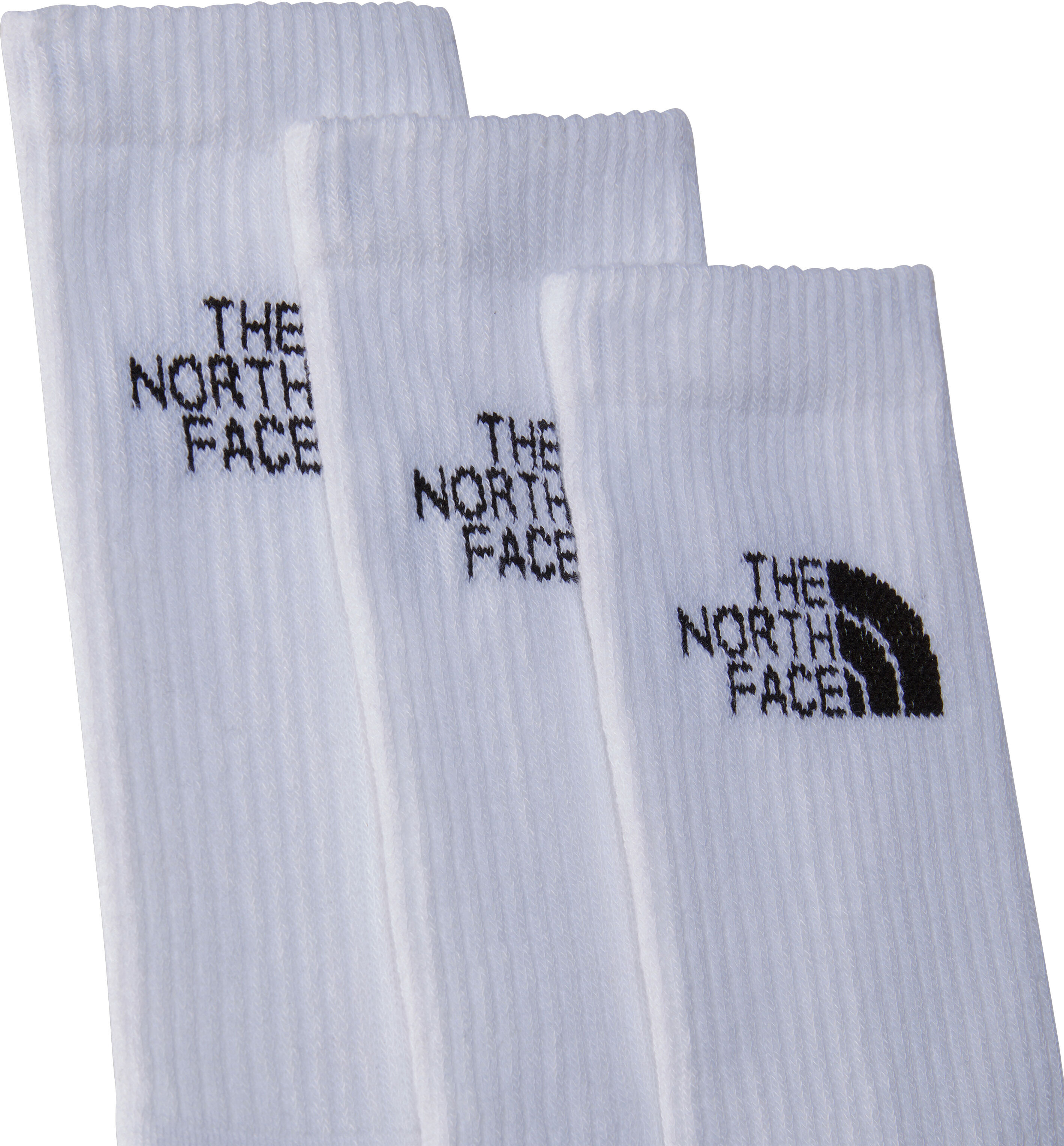 Sportsocken THE NORTH FACE "MULTI SPORT CUSH CREW SOCK 3P", Damen, Gr. XS, Sockengröße, weiß (tnf weiß), Materialmix, Socken Sportsocken, gezielte Belüftungszonen, 3er-Pack, unifarbenes Design