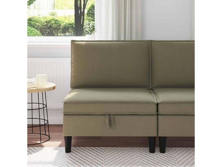 YUTAASU 3-Sitzer Sofa Khaki Samt mit Stauraum Moderner Stil, Hochdichter Schaum, Versteckte Fächer, Pflegeleicht