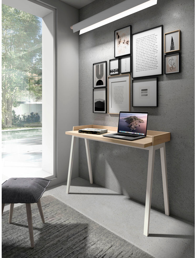 Brayden Studio Mcraney Solid Wood Writing Desk Oak/Mink 81cm H X 110cm W X 47cm D
