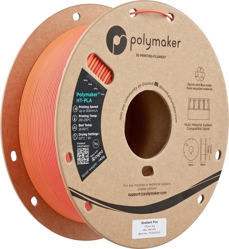 Polymaker PA17014 HT-PLA Filament PLA, HT-PLA Hochtemperaturbeständig, Highspeed Filament 1.75mm 1000g Gradient Fire 1St.