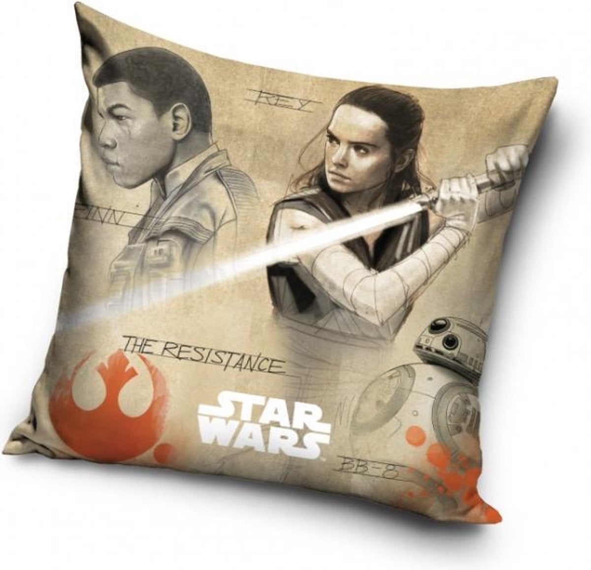 Star Wars Rey Finn BB-8 Sierkussen inclusief vulling, 40 x 40 cm
