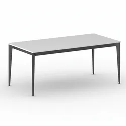 Bürotisch PRIMO ACTION 180x90 cm, schwarzes Metallgestell, weiß