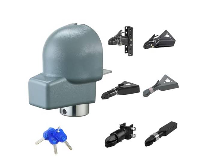 VEVOR Aanhangerslot, compatibel met 58,7 mm gietijzer/bulldog-koppelingen, diefstalbeveiliging met 3 sleutels, corrosiebestendig, hoog veiligheidsslot, voor campers, aanhangers, boten