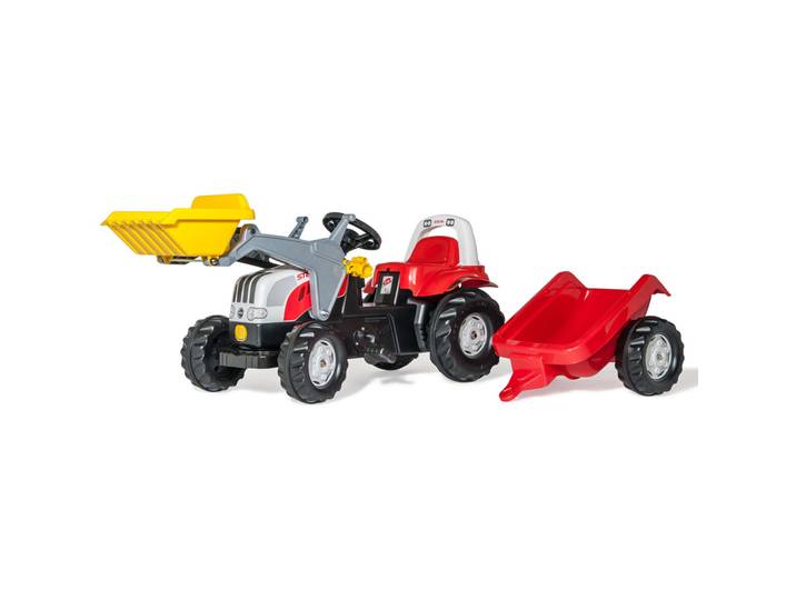 RollyKid Steyr Lader+Anhänger Rolly Toys Rot/Schwarz/Grau Kunststoff