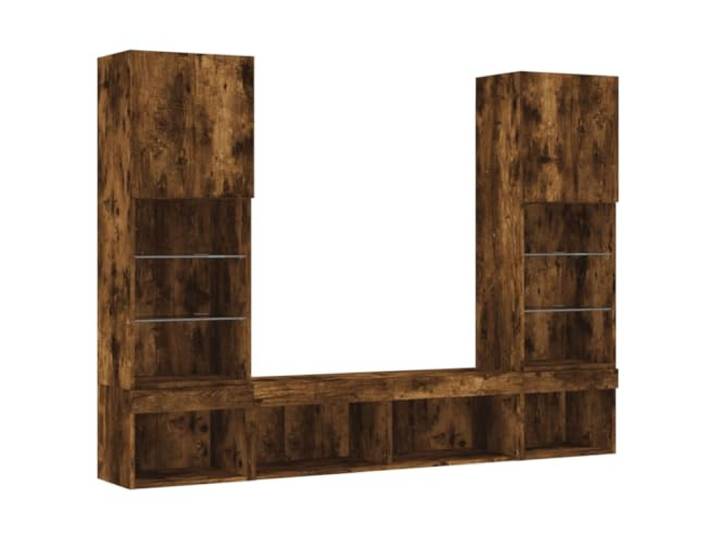 vidaXL 5-TLG. Wohnwand mit LED-Beleuchtung Räuchereiche Holzwerkstoff