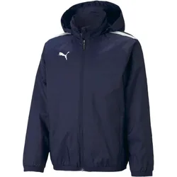 Puma, Jungen, Laufjacke, teamLIGA All Weather Jkt Jr blue black 164 (164), Blau, 164