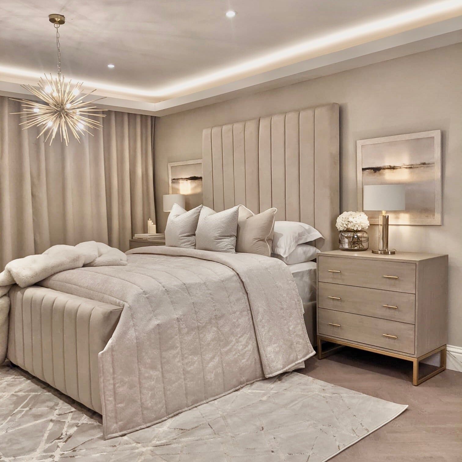 Zana Vanilla Luxury Panelled Bed, King