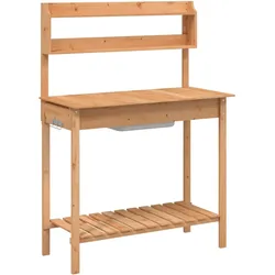 vidaXL Pflanztisch mit Waschbecken 147,5x44x139,5 cm Massivholz Tanne