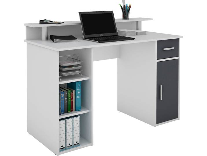Schreibtisch GOODPRODUCT Derby , schwarz-weiss (weiß, anthrazit, weiß, weiß), B:120cm H:88cm T:55cm, Tische, Schreibtisch, Breite 120 cm