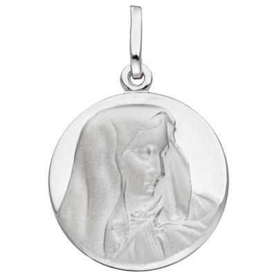 Kettenanhänger JOBO "Anhänger Madonna 16 mm rund", silber 925, Schmuckanhänger, Damen, Silber 925 (Sterlingsilber), Kettenanhänger, 925 Silber teilmattiert
