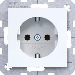 Hager Steckdose SCHUKO, Steckklemmen, A.x/C.x, lichtweiß glänzend