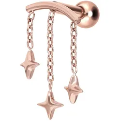 Titan Ohrpiercing mit Innengewinde BOGEN + 3 STERNE