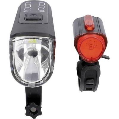 FISCHER FAHRRAD Fahrradbeleuchtung Set TWIN-60/30/15 LED Schwarz