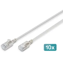 Digitus CAT 6A F-FTP Slim Patchkabel, 0,3m, Grau, 10 Stück