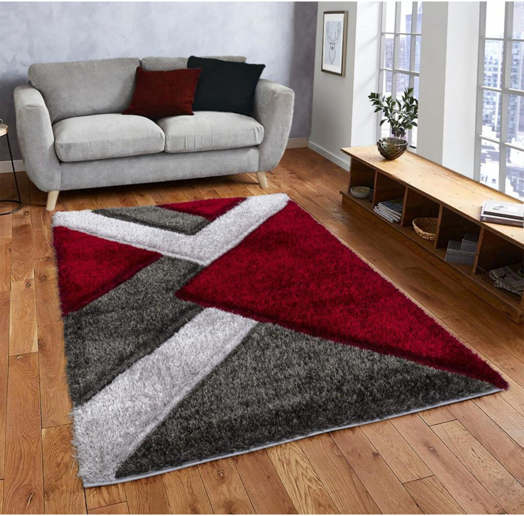 Metro Woodcreek Shaggy Red/Grey Rug Red;Red-Grey Rectangle 200 x 290cm