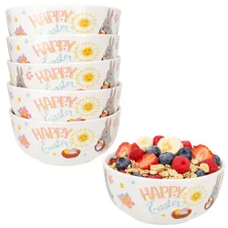 6er Set Easter Müslischalen 400ml Porzellan Ostern Hase bunt Obst Bowl Snacks