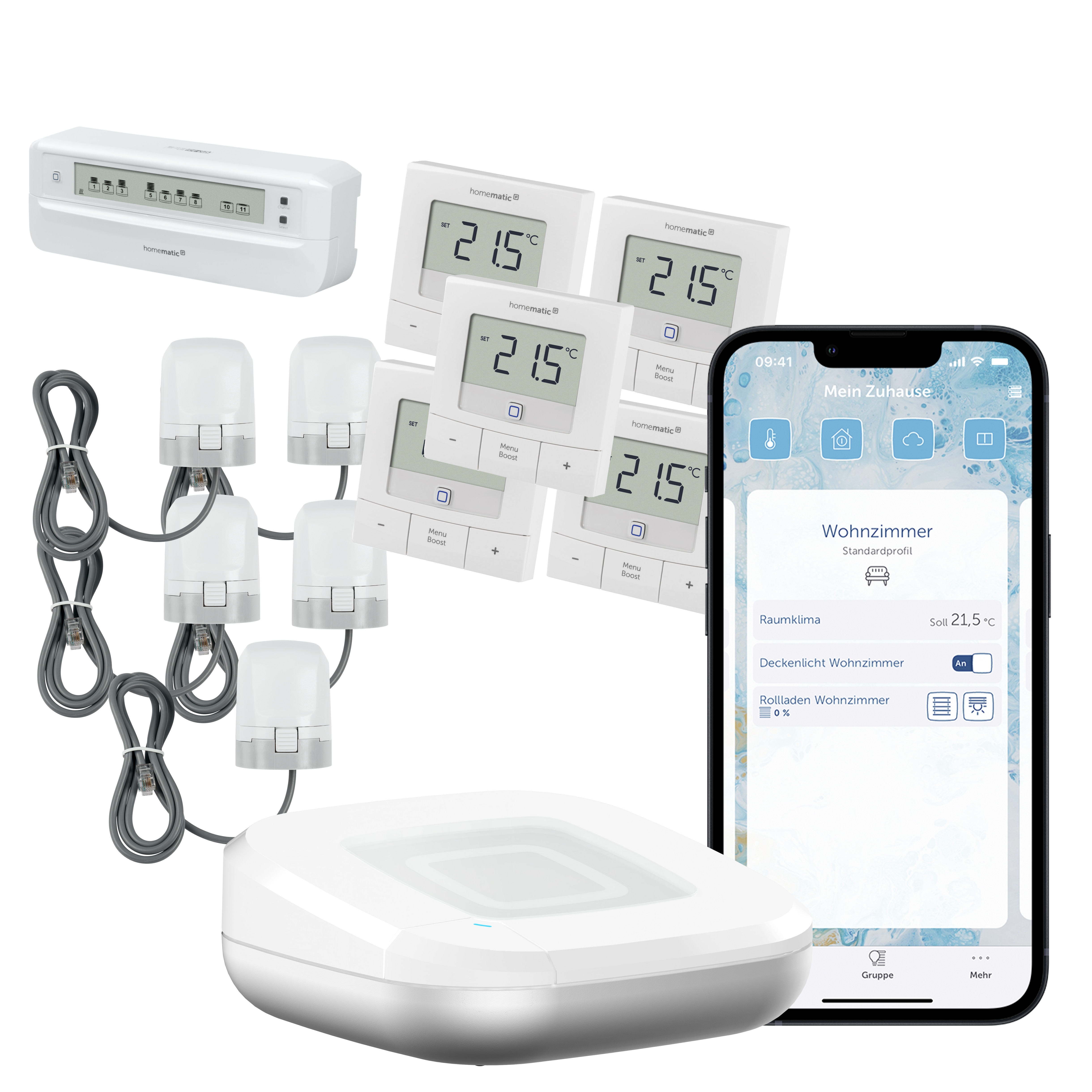 Homematic IP Starter Set Fußbodenheizungssteuerung . für 5 Räume mit 12fach Aktor