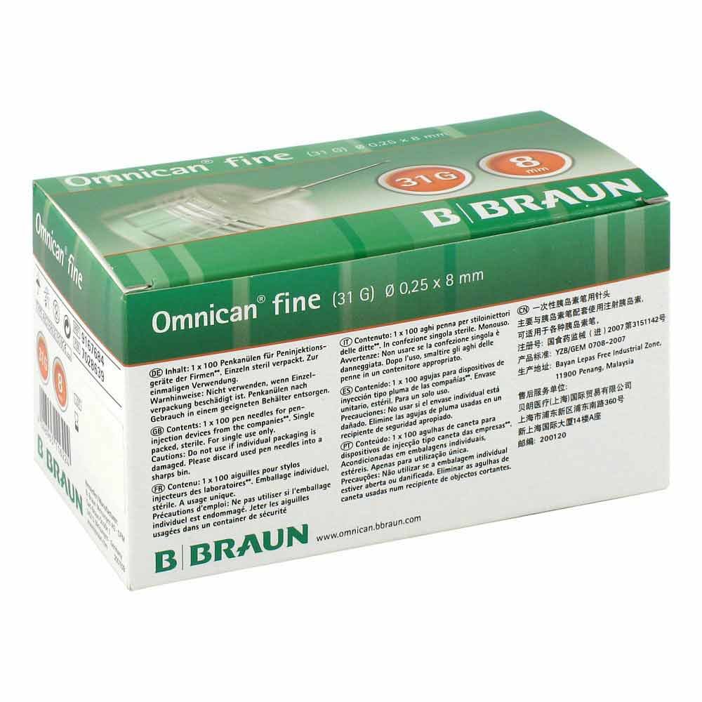 B. Braun Melsungen AG Omnican fine Pen Kanüle 31g 0,25x8mm 07028639