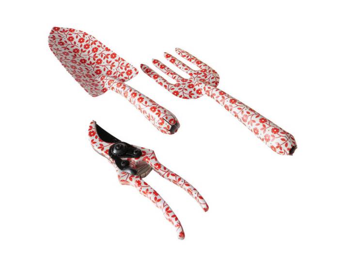 Gartenwerkzeuge Lilly 3er-Set, Rot, Metall, 3x8x28 cm, Gartenzubehör, Gartenpflege, Gartengeräte