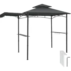 TecTake GmbH tectake Grillpavillon Maracaibo wetterfestes BBQ-Zelt anthrazit, 316x150x250 cm Dachbelüftung, UV-Schutz