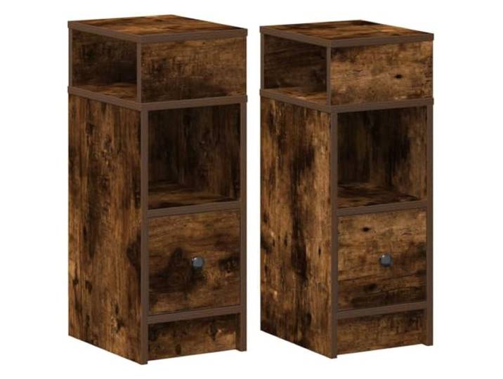 LKJephalotrop Nachttisch 2er Set mit Schublade Räuchereiche 25x31x66 cm Kompakte Nachtkommode fürs Schlafzimmer mit Schublade und zwei offenen Fächern für Bücher und Dekoration.