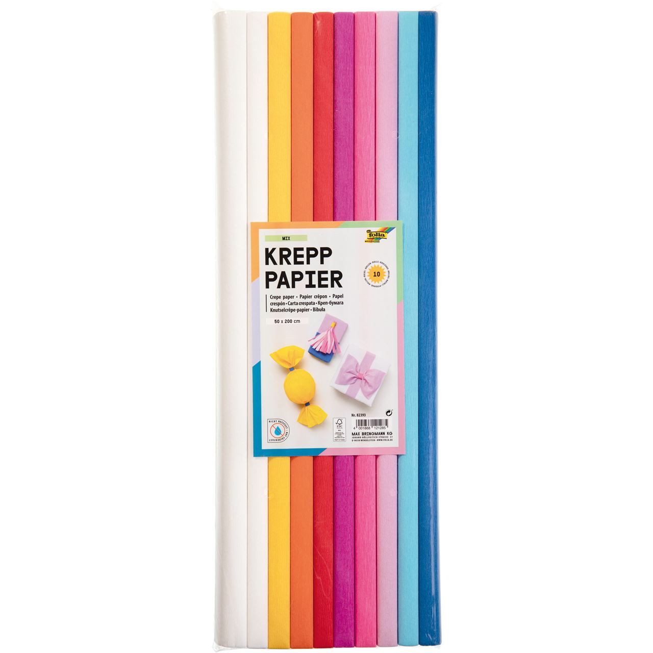 folia Krepppapier MIX farbsortiert 32 g/qm 10 Rollen