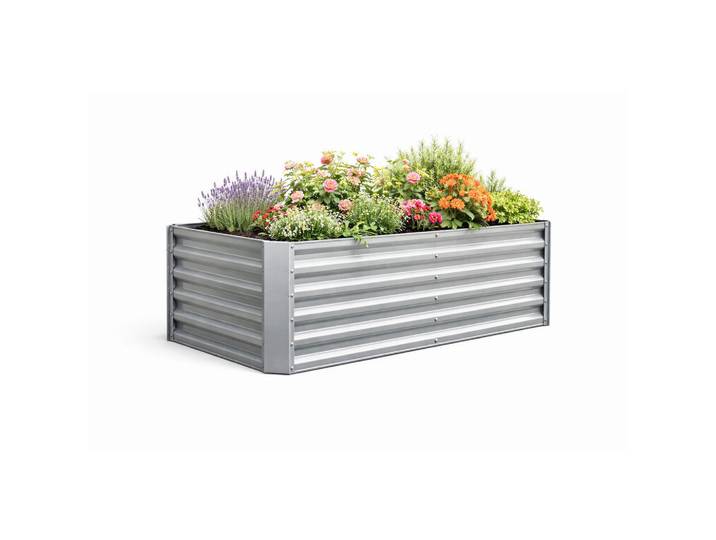 Hochbeet, Silberfarben, Metall, 804 l, 180x57x90 cm, Gartenzubehör, Hochbeet