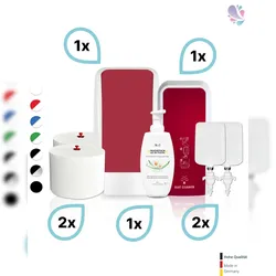 Blanc HYGIENIC KOMPLETT-SET Toilettenkabine: Toilettenpapierspender + SENSOR Sitzreinigung + Reinigungsschaum + Füllmittel