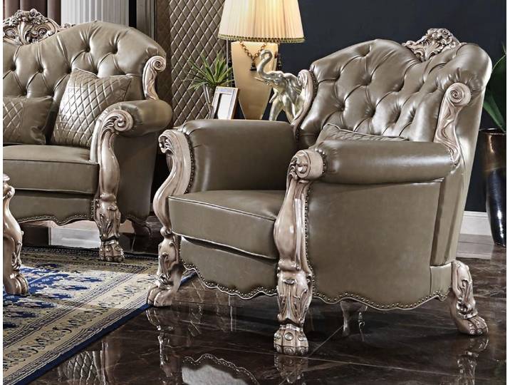 JVmoebel Sessel Beige Barock Sofa mit Wellenunterfederung und Holzfüßen (Sessel), Made in Europa