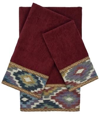 Sherry Kline Maricopa Red 3-piece Embellished Towel Set