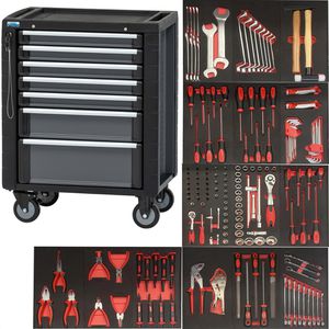 Küpper Werkzeugwagen 12789, bestückt, 169-teilig, blau, 7 Schubladen, mit Werkzeug