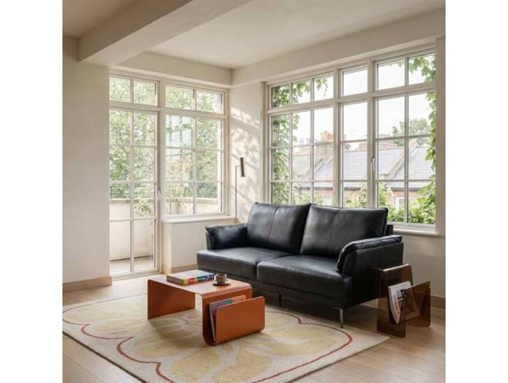 Furnhouse Ibbe Design Soul 3-zitsbank, zwart, echt lederen overtrek, pocketvering, gestoffeerd, voor woonkamer