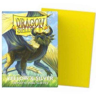 Pegasus ART15071 - Dragon Shield: Yellow & Silver (100 Matte Dual Sleeves)