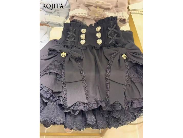 Mini-jupe Sweet Jirai Kei avec dentelle et boutons en forme de cœur, jupe Lolita japonaise 5XL, jupe courte mignonne avec nœud pour l'été 2026