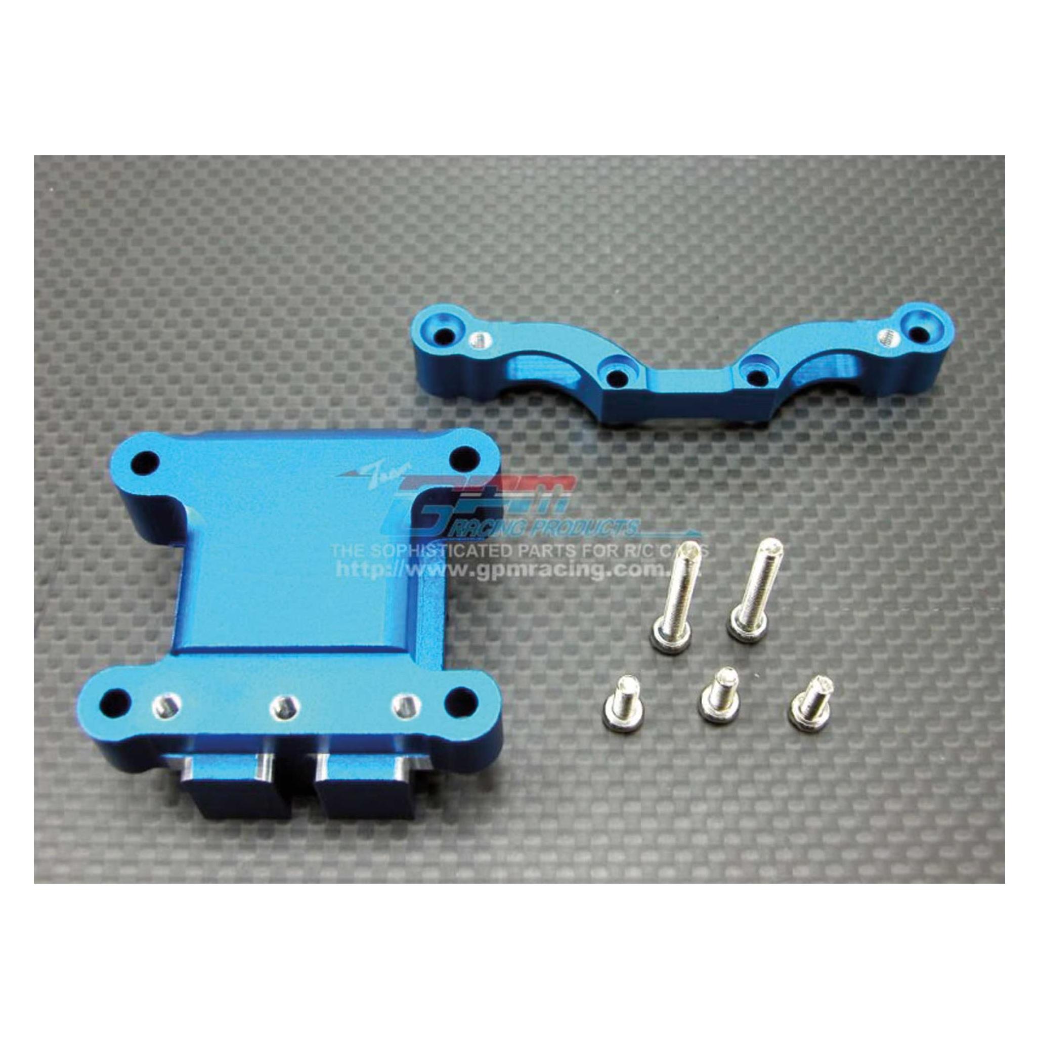 GPM Aluminium Dämpfersteher & Getriebebox vorn blau Tamiya TT01 (GPMTT028B)