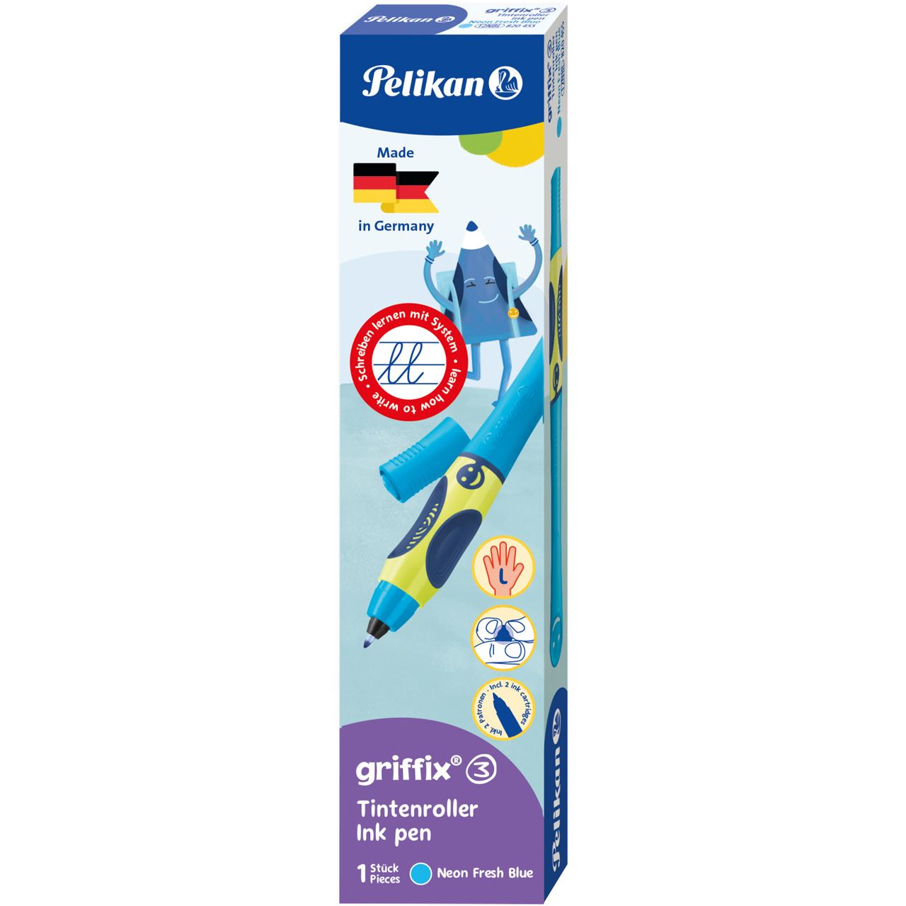Pelikan griffix Tintenschreiber Linkshänder Neon Fresh Blue Faltschachtel