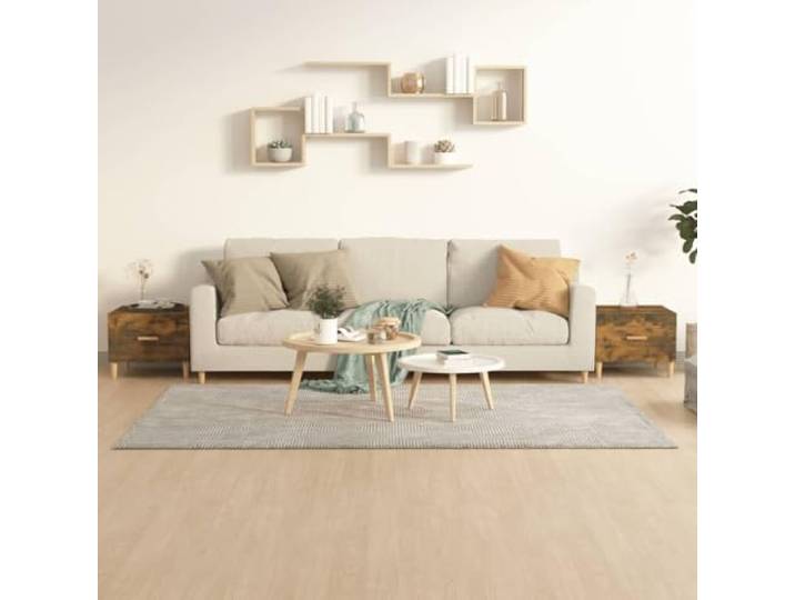 HEFZGDB Couchtische 2 Stück Räuchereiche 50x50x40 cm Holzwerkstoff mit Schublade Stauraum Beistelltisch minimalistisch elegant robust
