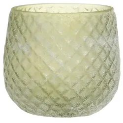 Chic Antique Glas Teelichthalter mit Muster, 7x8 cm, antique verte