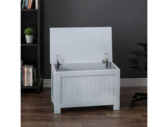 Boîte de rangement spacieuse en MDF gris avec couvercle sécurisé pour salon ou chambre